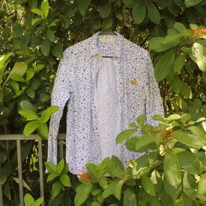 white button down with designs